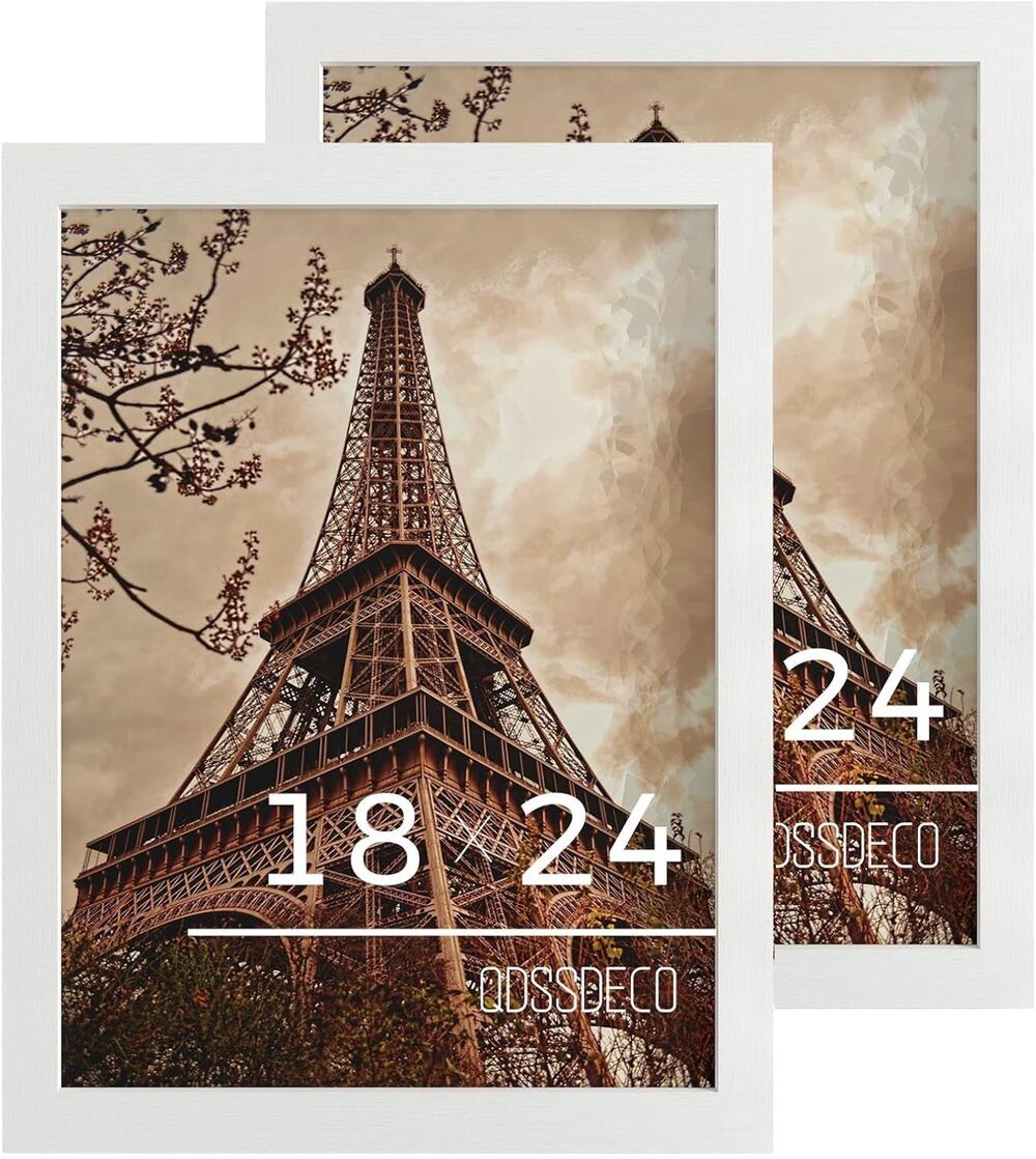 2PK White Wood 18x24 Picture Frame Plexiglass Wall Mount Photo Poster Display